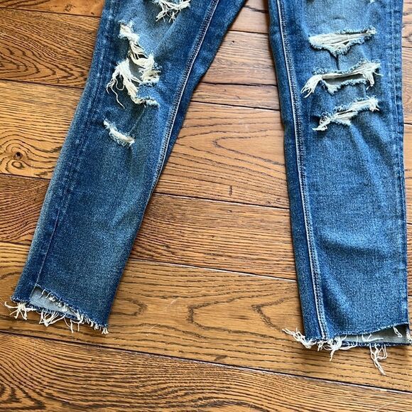 American Eagle High waisted ripped denim Jeans size 0 C17 - Picture 3 of 7